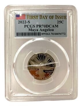 2022-S PCGS PR70DCAM First Day of Issue Maya Angelou Quarter (13596)